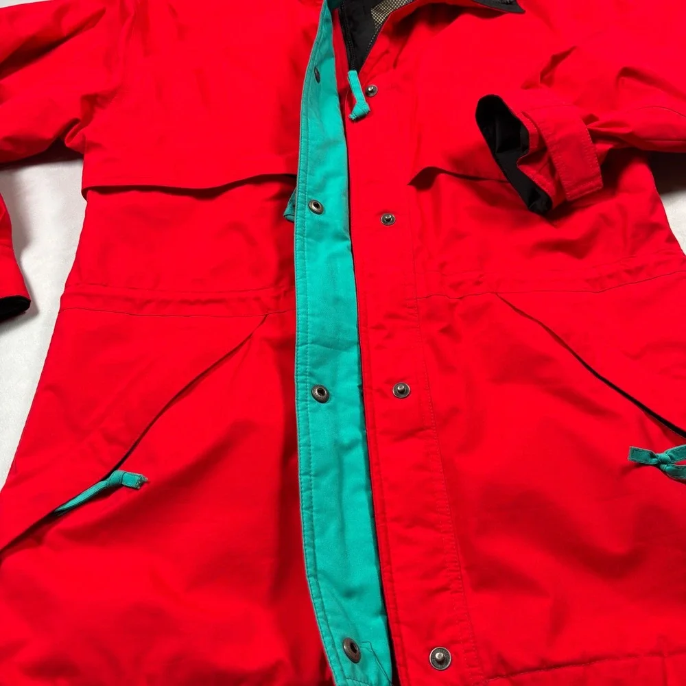 Eddie‎ Bauer Gore-Tex Jacket Womens Medium Red Vintage Mountain Parka Hooded
